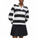 KARL LAGERFELD - Ikon Stripe Lslv Polo - A44 - B3W17041/A44