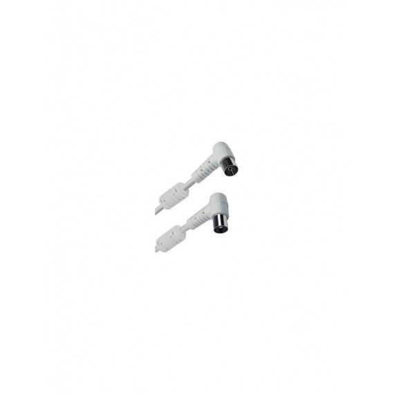 Cable Dimelec TV40-00025 RG6 Macho a Hembra Acodado con Filtros Antiparasitarios 1.5m Blanco