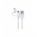 Cable USB MFi para iPhone y Micro USB DCU 34101200, 1 Metro, Blanco