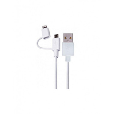 Cable USB MFi para iPhone y Micro USB DCU 34101200, 1 Metro, Blanco