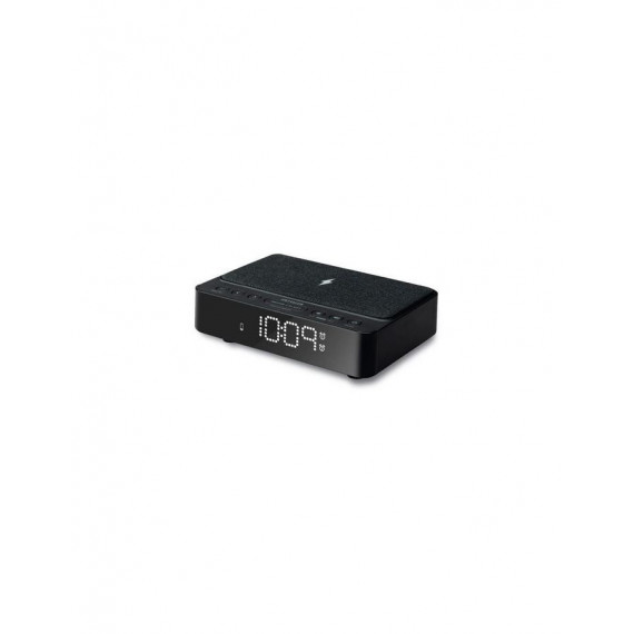 Radio Reloj Despertador Aiwa CR-30 FM con Carga Inalámbrica, Negro