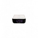Radio Despertador Sunstech FRD50 con Carga Inalámbrica Bluetooth FM y Altavoz 3W Blanco