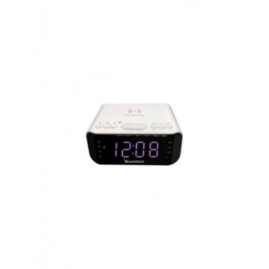 Radio Despertador Sunstech FRD50 con Carga Inal&aacute;mbrica Bluetooth FM y Altavoz 3W Blanco