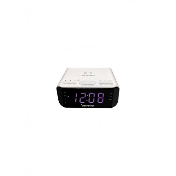 Radio Despertador Sunstech FRD50 con Carga Inalámbrica Bluetooth FM y Altavoz 3W Blanco