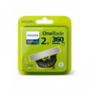 Recambios Philips OneBlade 360 QP420/50, 2 Cuchillas