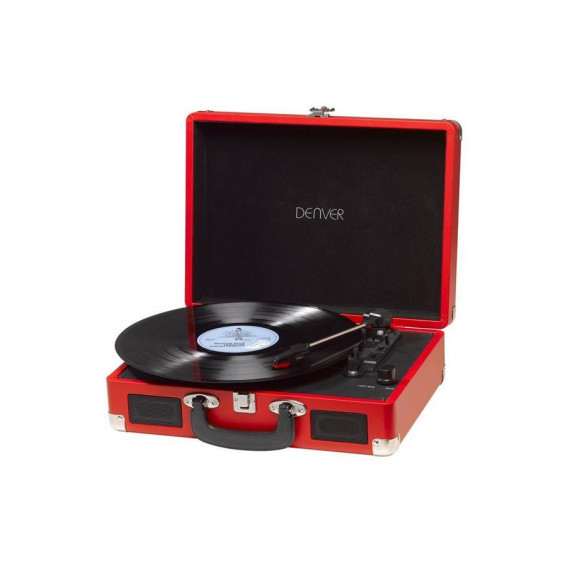 Tocadiscos Denver VPL-120 con Maletín y Altavoces, Rojo