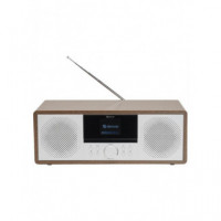 DENVER MIR-270DW, Altavoz con Dab+, Wifi, Bluetooth, Usb, Madera Oscura