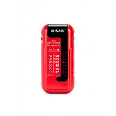 Radio Port&aacute;til Anal&oacute;gica Aiwa R-22 con Auriculares, Rojo