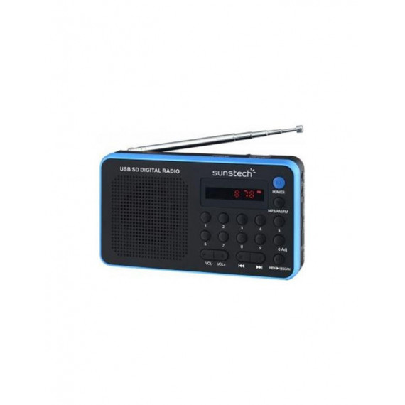 Radio Digital Sunstech RPDS32BL AM/FM Portátil Negro/Azul