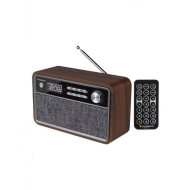 Radio Port&aacute;til Sunstech RPBT500 con Bluetooth y Acabado Madera