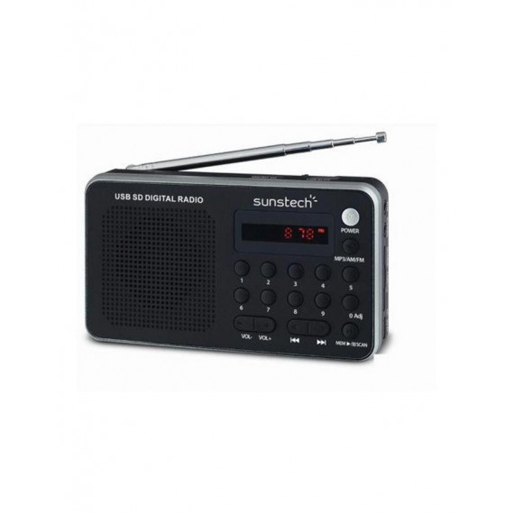 Radio Digital Sunstech RPDS32SL AM/FM Portátil Negro/Plata