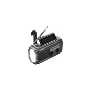 Radio Port&aacute;til Sunstech RPE25 AM/FM, Linterna Solar y Dinamo, Negro