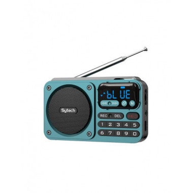 Radio Digital Sytech X190BT, 5W, Bluetooth, FM, USB, MicroSD, Color Azul