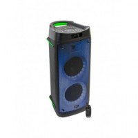 Altavoz Ibiza Phantom, Bafle 2x 6.5"/16cm 300W con Doble Efecto LED, Bluetooth, USB y MicroSD, Negro