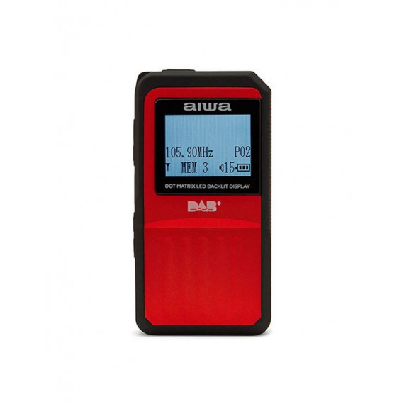 Radio de Bolsillo Aiwa RD-20 con Pantalla de 1,7 Pulgadas y Auriculares, Rojo