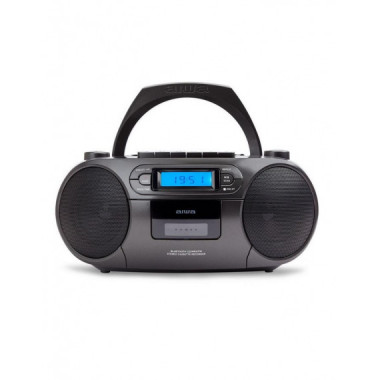Radio CD Port&aacute;til Aiwa BBTC-550 FM/CD/MP3/USB/Bluetooth/Cassette Negro
