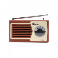 Radio Personal Nevir NVR-200 Analógica Retro, Marrón/Beige