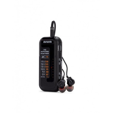 Radio de Bolsillo Aiwa R-22BK con Auriculares, AM/FM, Negro