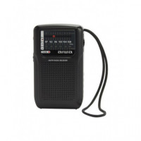 Radio de Bolsillo Aiwa RS-33 + Auriculares + Funda, Negro
