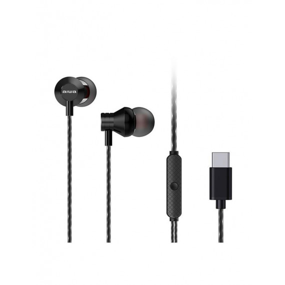 Auriculares Intrauditivos Estéreo Aiwa ESTM-50USB-C con Control Remoto y Micrófono, Negro