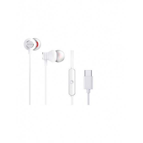 Auriculares Estéreo Intrauditivos Aiwa ESTM-50USB-C USB-C, Micrófono y Control Remoto, Blanco