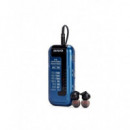 Radio de Bolsillo Aiwa R-22BL con Auriculares AM/FM, Azul