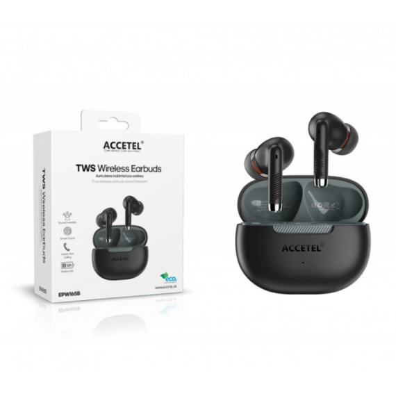 Auriculares Inalámbricos ACCETEL Estéreo Smart Touch 6H Negro EPW165B