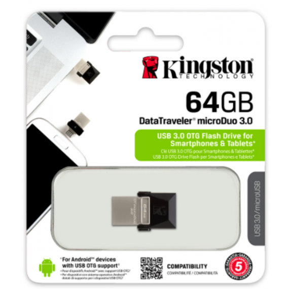 Pendrive Kingston 64GB USB 3.0 DT microDuo USB/Micro USB DTDUO3/64GB