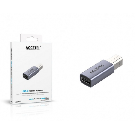 Adaptador Accetel USB-C (hembra) a USB-B (macho) para Impresora (USB 2.0) ADP110