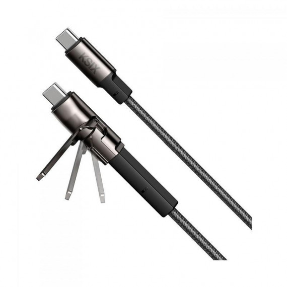 Cable Ksix Trenzado con Soporte 60W USB-C a USB-C BCL60SCCN