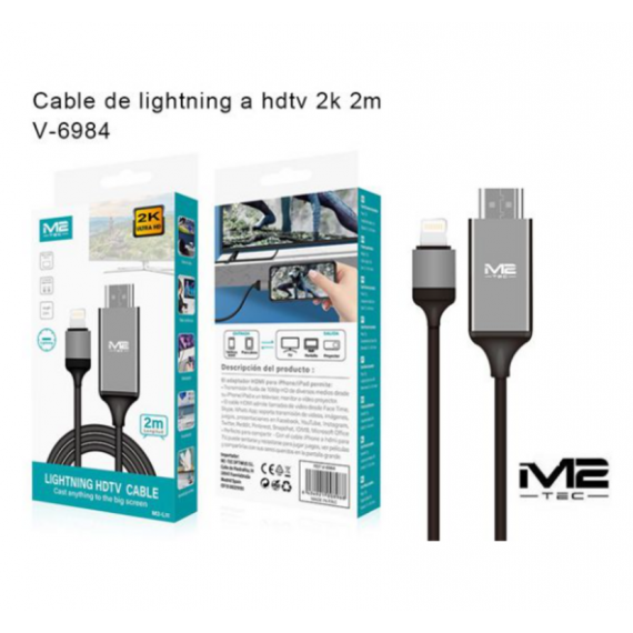 Cable M2 Tech Lightning HDTV 2.0m V-6984