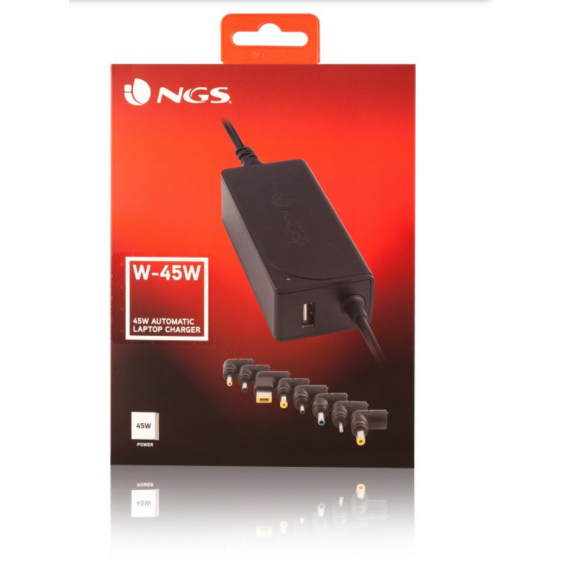 Cargador Notebook NGS 45W 8DC Negro W-45W