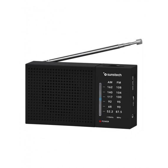 Radio Portátil Sunstech RPS412 AM/FM, Antena Telescópica, Negro