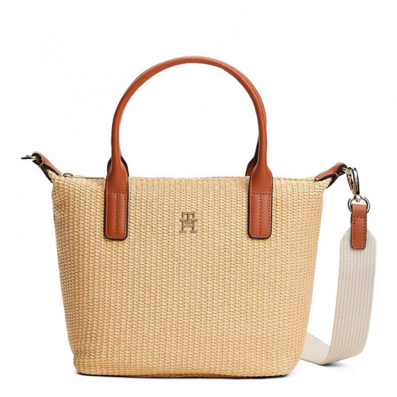Bolso tote de rafia con bandolera