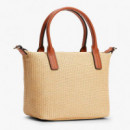 Bolso tote de rafia con bandolera