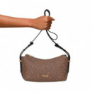 Bandolera mediana marrón Kaos Mini Lines