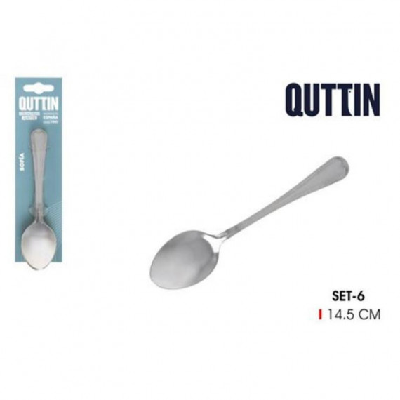 Set de 6 Cucharas de Postre QUTTIN Serie Sofía de Acero Inoxidable 1.5MM