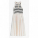 TOMMY HILFIGER - GOLD BUTTON POPLIN MIX DRESS - 0AD - F|WW0WW49628/0AD