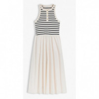 TOMMY HILFIGER - Gold Button Poplin Mix Dress - 0AD - F|WW0WW49628/0AD