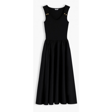 TOMMY HILFIGER - 5X2 RIB MIX MEDIA DRESS - BDS - F|WW0WW49939/BDS