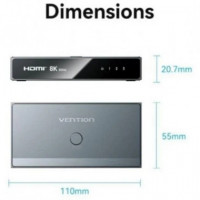 Switch Conmutador VENTION HDMI 2.1 8K Hdmi/h - 3XHDMI/H Grey