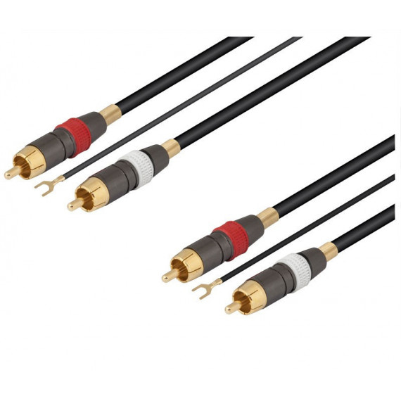 Cable 2RCA macho a 2RCA macho + Toma de Control 3mts.