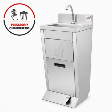 LAVAMANOS INDUSTRIAL INOX CON PULSADOR Y CUBO LARRYHOUSE
