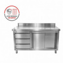 MESA ARMARIO CON GAVETAS INOX LARRYHOUSE 120X60X85 CM