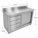 MESA ARMARIO CON GAVETAS INOX LARRYHOUSE 120X60X85 CM