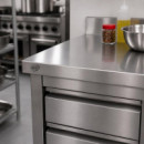 MESA ARMARIO CON GAVETAS INOX LARRYHOUSE 120X60X85 CM