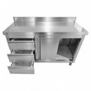 MESA ARMARIO CON GAVETAS INOX LARRYHOUSE 140X60X85 CM