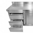 MESA ARMARIO CON GAVETAS INOX LARRYHOUSE 140X60X85 CM