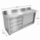 MESA ARMARIO CON GAVETAS INOX LARRYHOUSE 140X60X85 CM