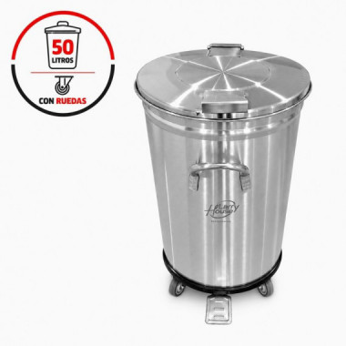 CUBO BASURA INDUSTRIAL CON RUEDAS LARRYHOUSE 50 LITROS
